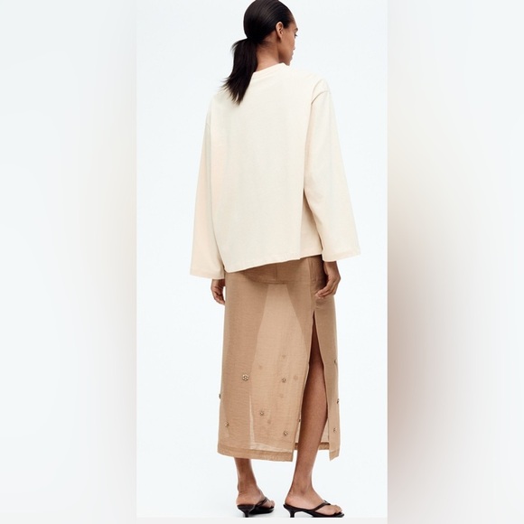 Elegant embellished sheer tan color Skirt - Picture 4 of 5